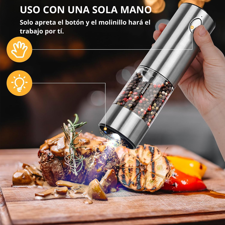 Molinillo Eléctrico De Sal y Especias Acero Inoxidable Carga Usb-c-6