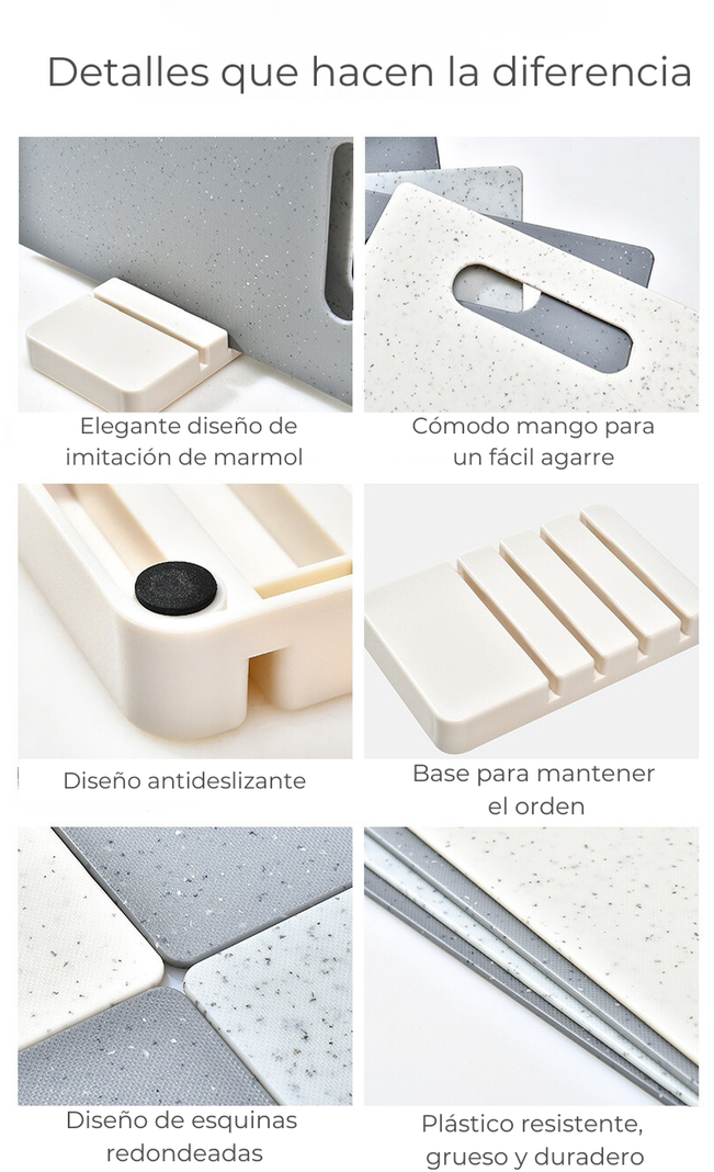 Set De 4 Tablas De Cortar De Plástico Diseño Efecto Marmol-5