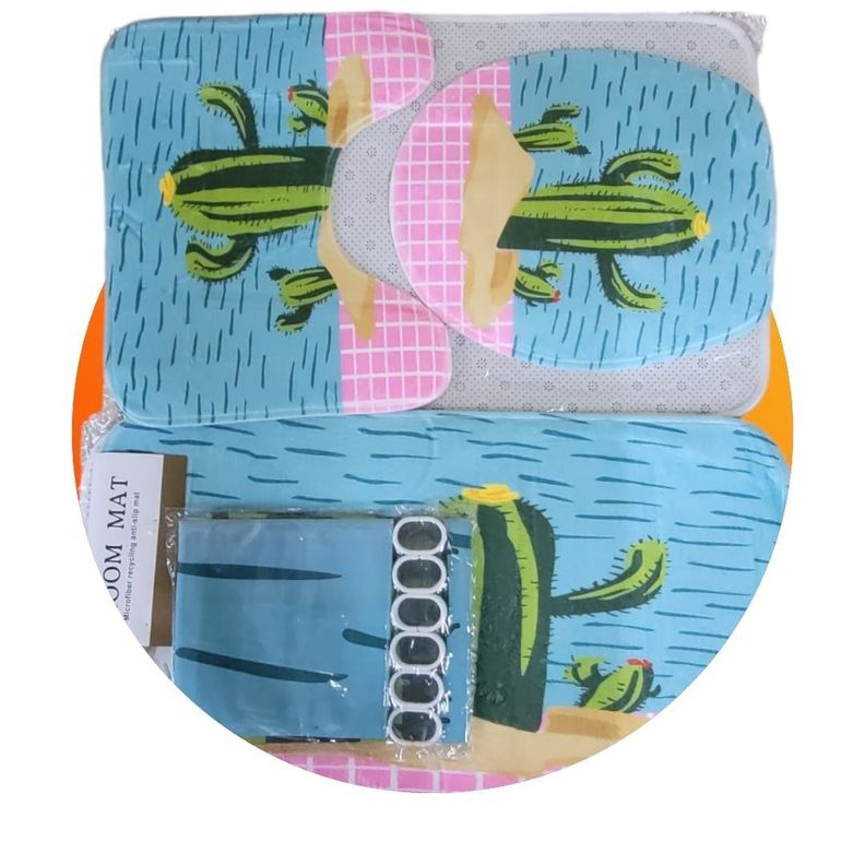Juego De Baño Cortinas Set De Baño Alfombras Accesorios-1