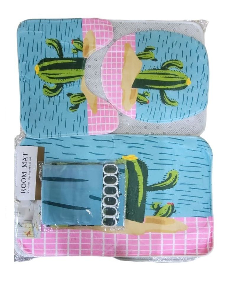 Juego De Baño Cortinas Set De Baño Alfombras Accesorios-2