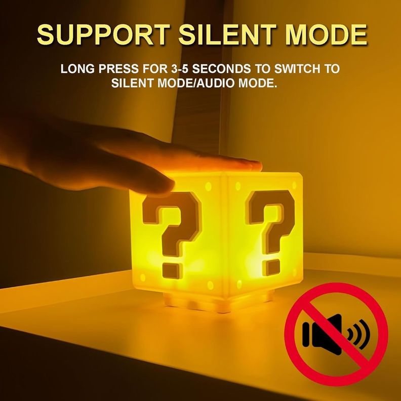 Signo De Interrogación Mario Sonido Luz Nocturna Recargable-5