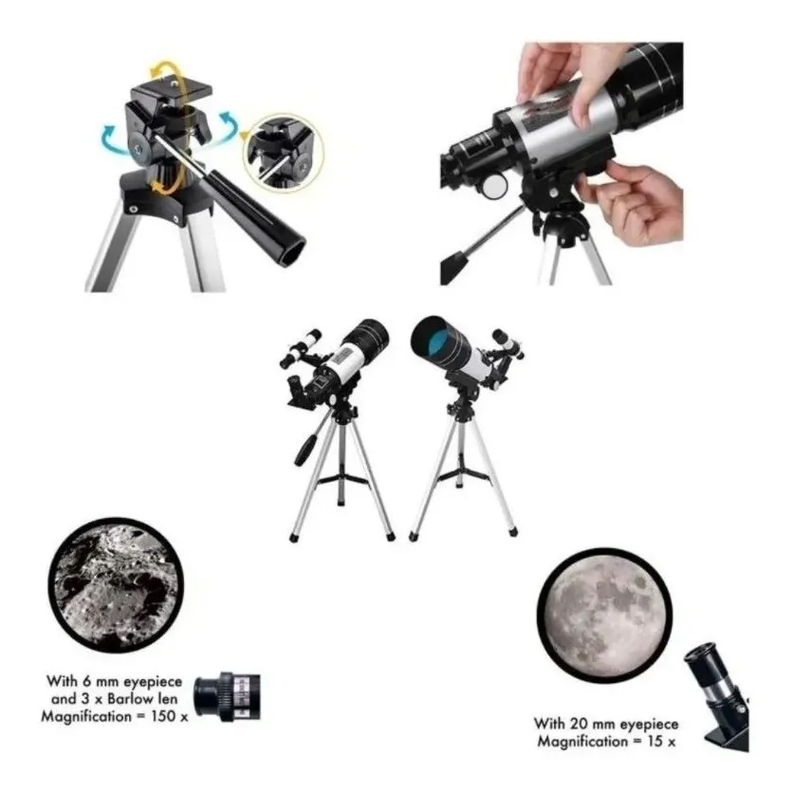Telescopio Monocular Astronómico Profesional F30070m-1
