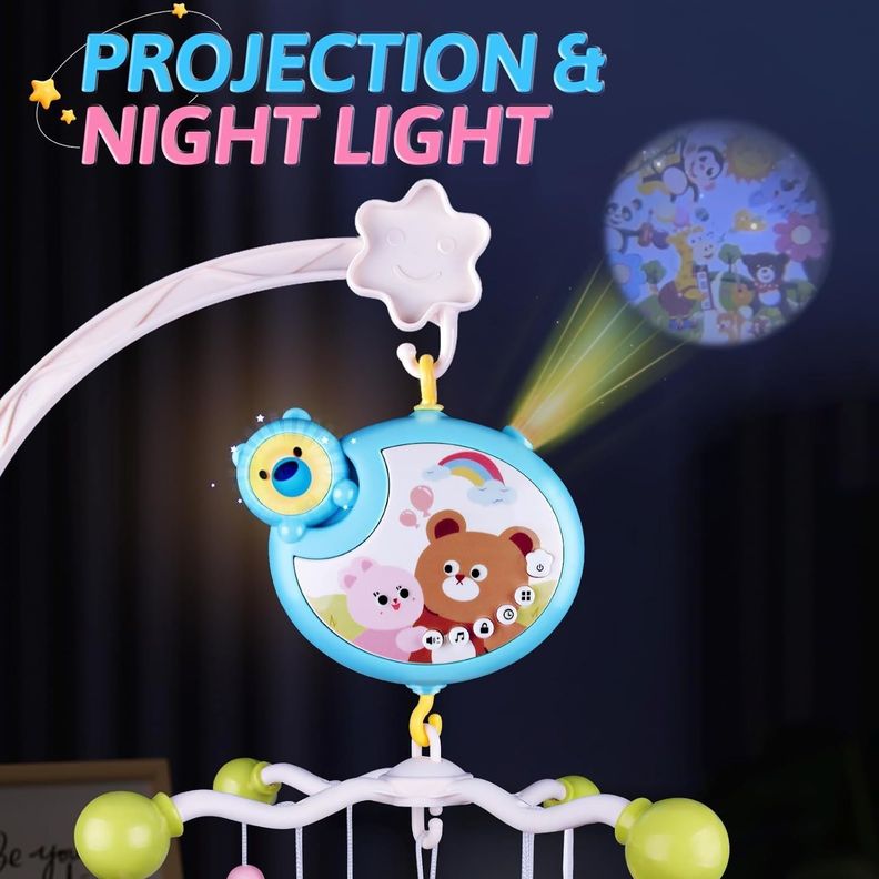 Móvil De Bebé Musical Con Proyector De Luces-1