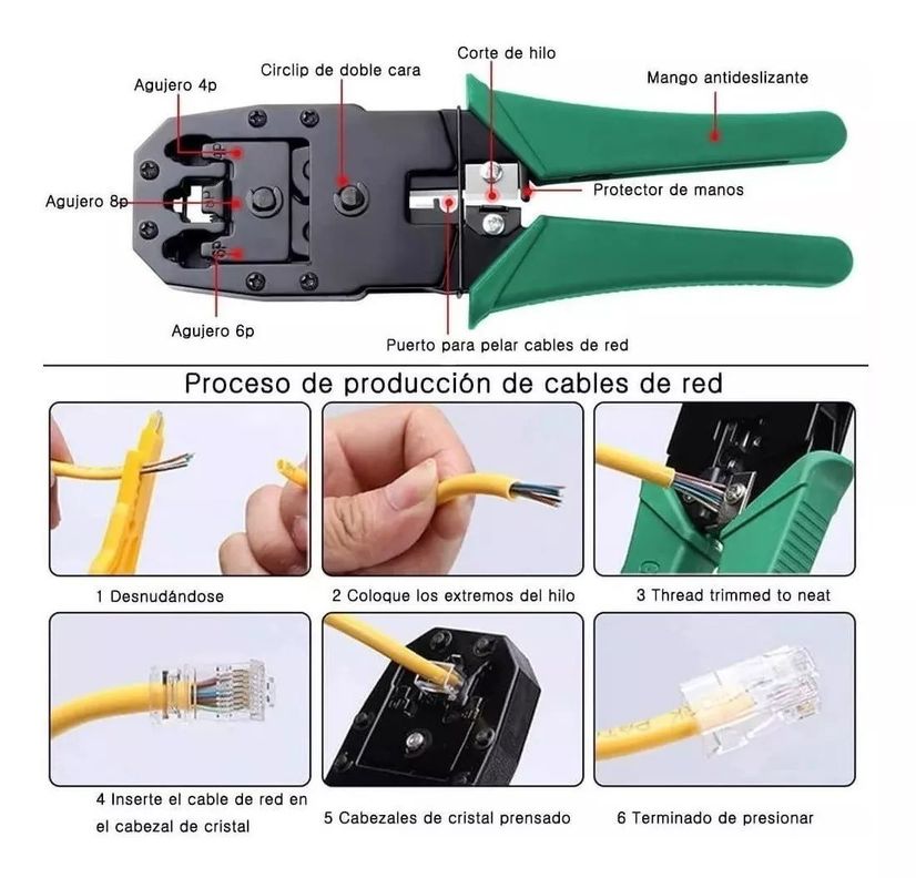 Kit Crimpeadora Profesional Cable De Red Con Conectores Rj45-4