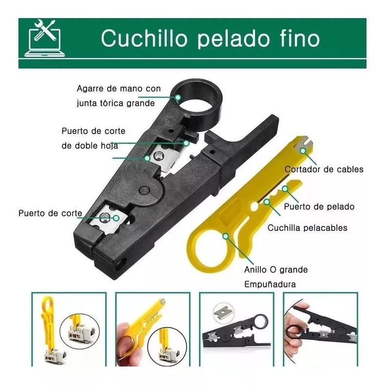 Kit Crimpeadora Profesional Cable De Red Con Conectores Rj45-5