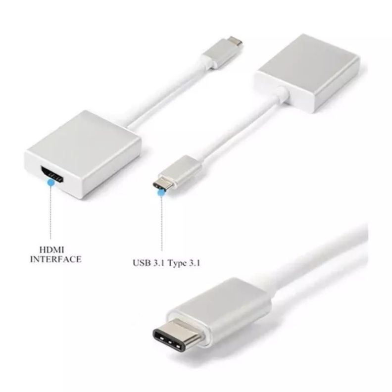 Cable Adaptador USB Tipo C Compatible Con HDMI Color Plata-3