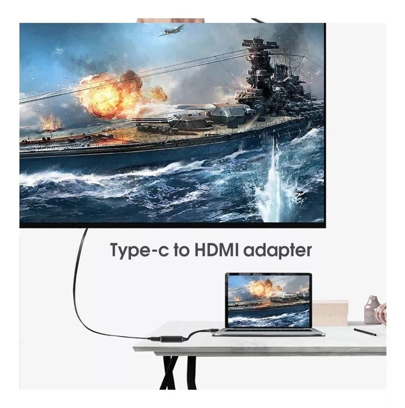 Cable Adaptador USB Tipo C Compatible Con HDMI Color Plata-5