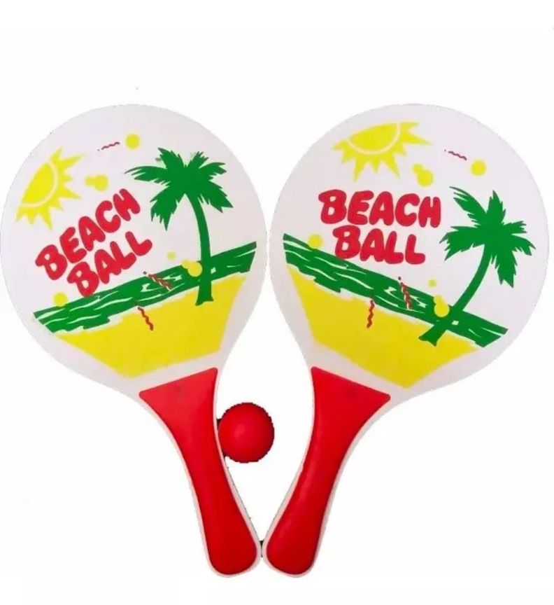 Set Paletas De Playa de Madera Raquetas Playeras Mas Pelota-1