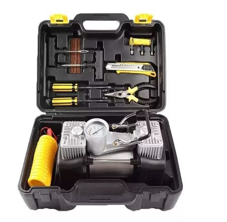 Compresor Aire Doble Cilindro 12v Inflador Para Auto 150psi-1