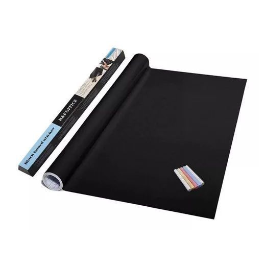 Pizarra Adhesiva Papel Sticker Negro +tizas Colores 45x200cm-0