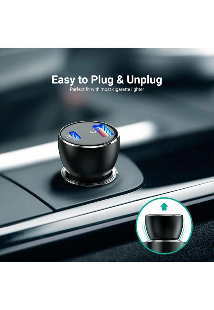 AUKEY Cargador de vehículo dual USB-C / USB-A 48W Negro CC-Y48-4