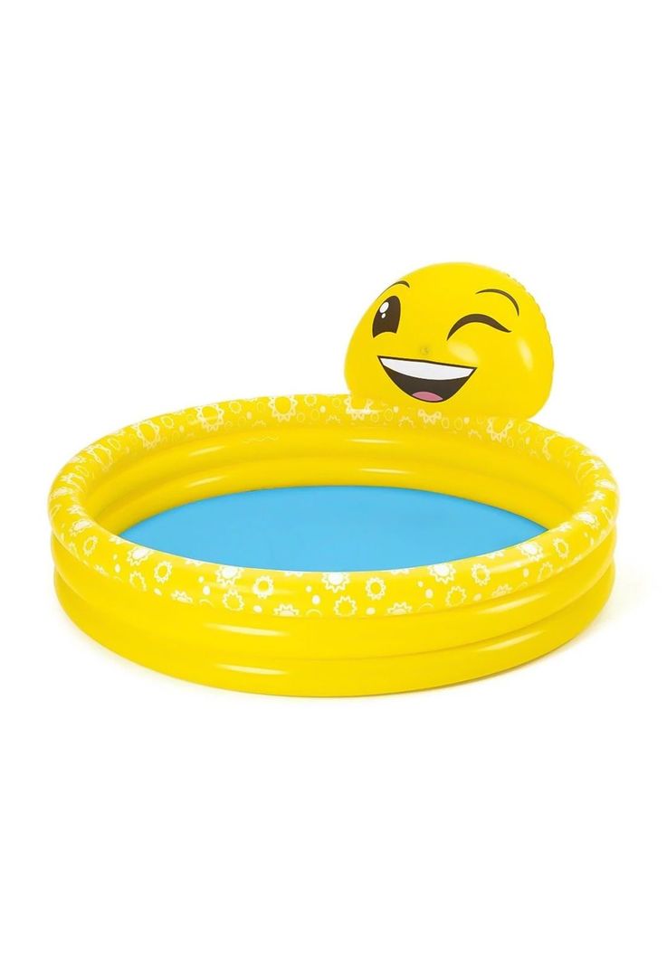 Piscina Bestway Inflable 3 Anillos Emoji Lanza Agua 144x69cm-0