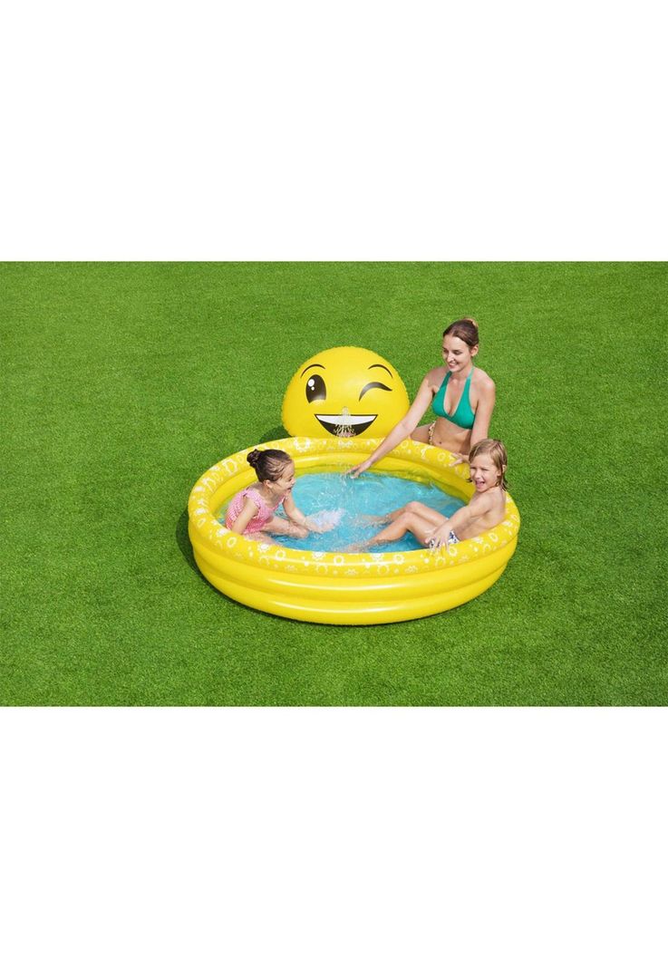 Piscina Bestway Inflable 3 Anillos Emoji Lanza Agua 144x69cm-5