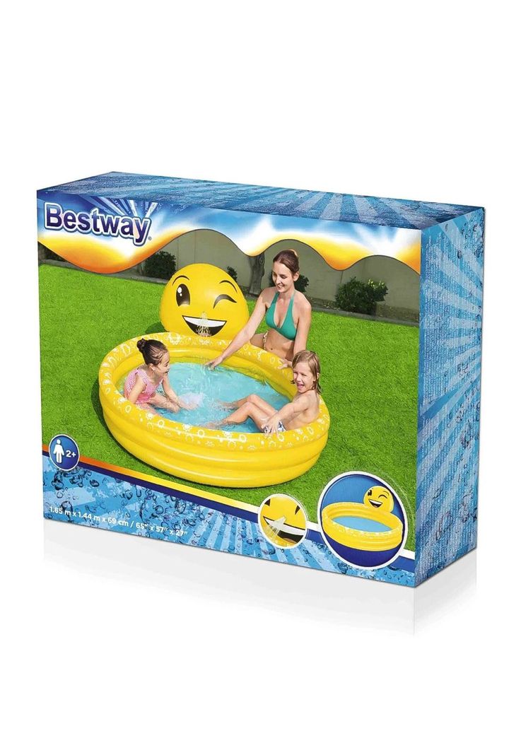 Piscina Bestway Inflable 3 Anillos Emoji Lanza Agua 144x69cm-6