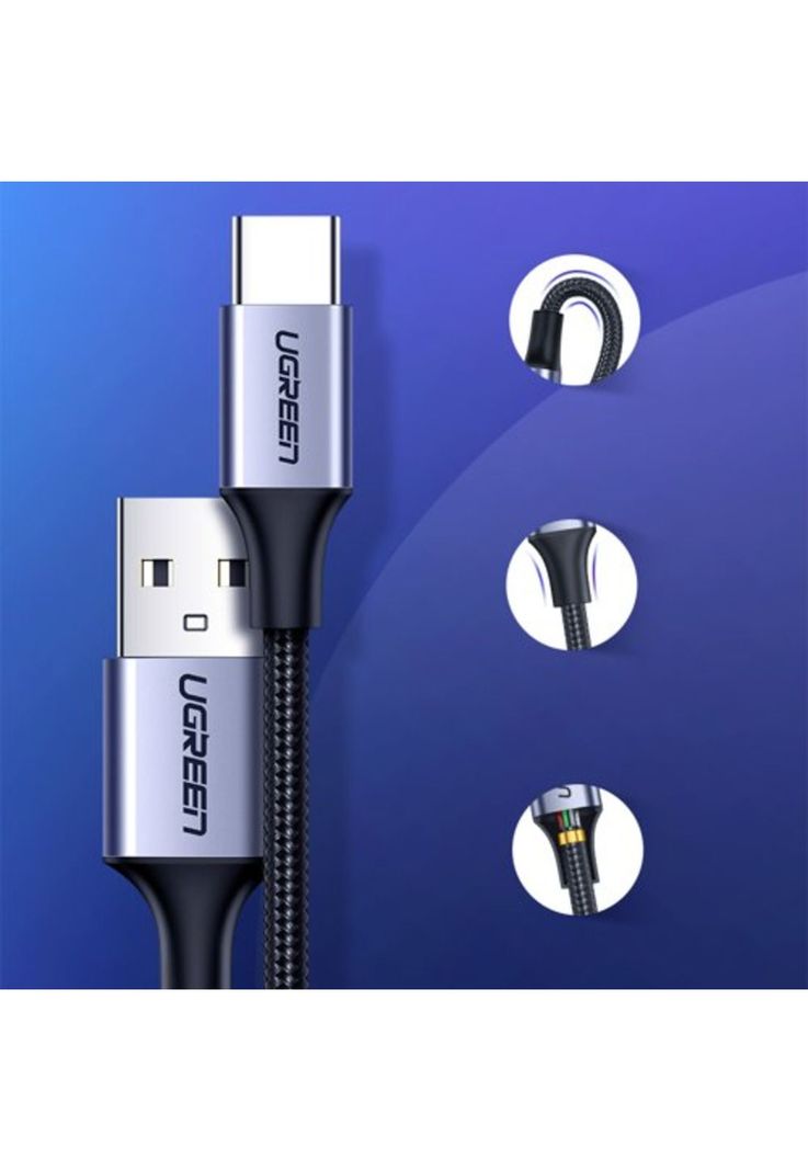 Cable Ugreen USB tipo C de nailon trenzado USB A a USB C 2 Metros-1