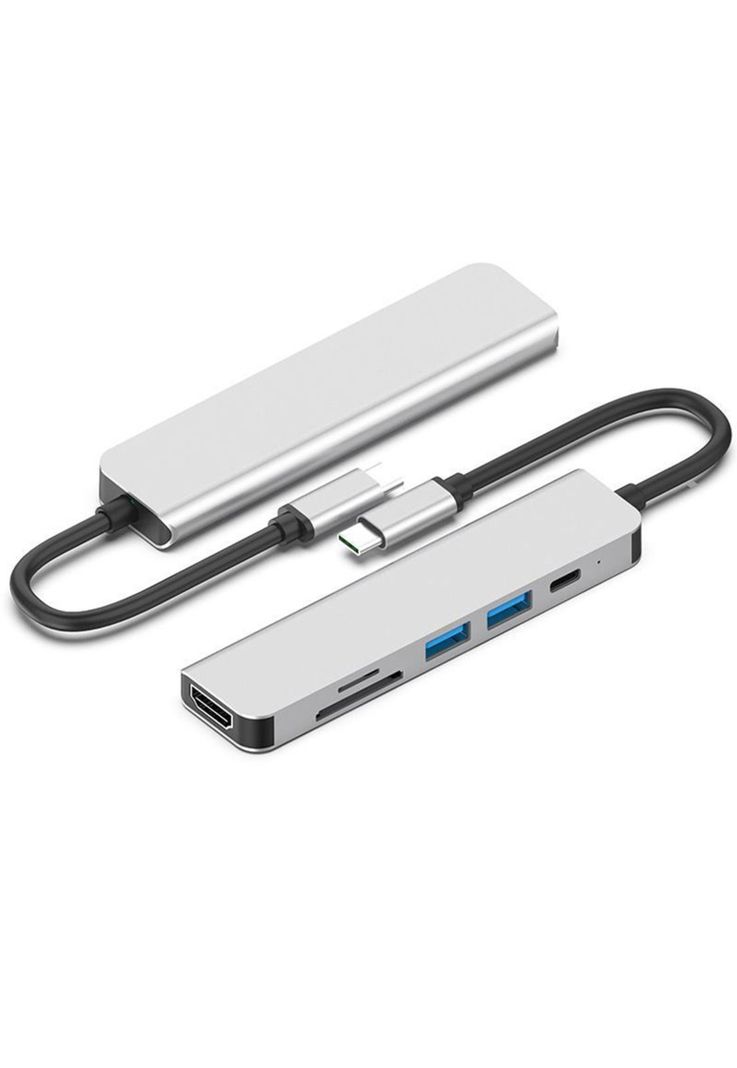 Hub 6 en 1 USB-C - HDMI, 2x USB 3.0, TF,  SD,  USB-C-0