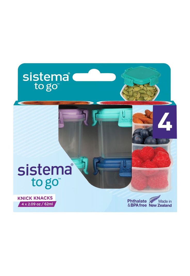 Sistema To Go Pack 4 Contenedores Herméticos 62ML Knick Knacks Colores-0