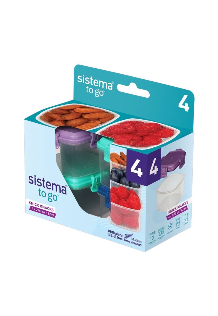 Sistema To Go Pack 4 Contenedores Herméticos 62ML Knick Knacks Colores-1
