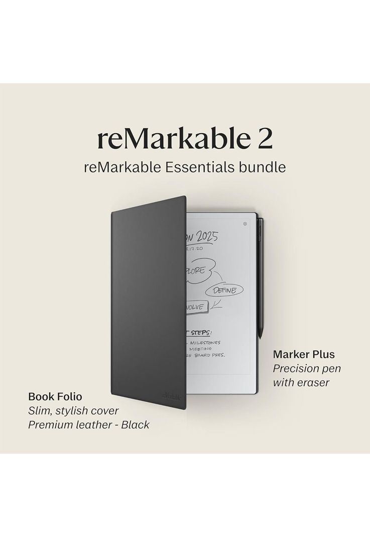 Kit Tableta reMarkable 2 + Marker Plus + Book Folio Negro SHOPBOX