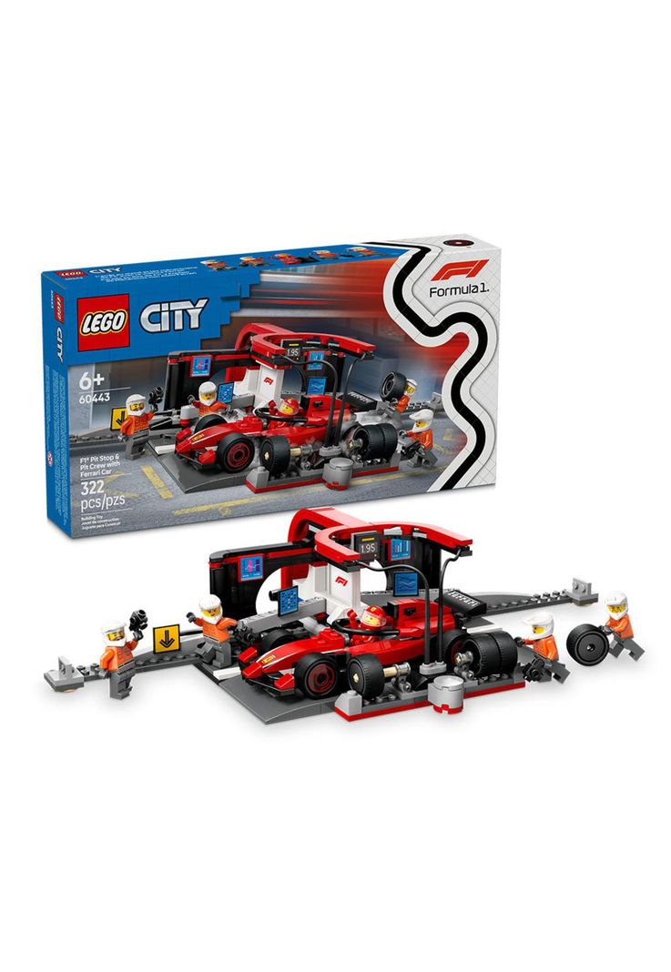 LEGO City Parada en Boxes de F1 y Equipo de Mecánicos con Auto Ferrari- 60443-0