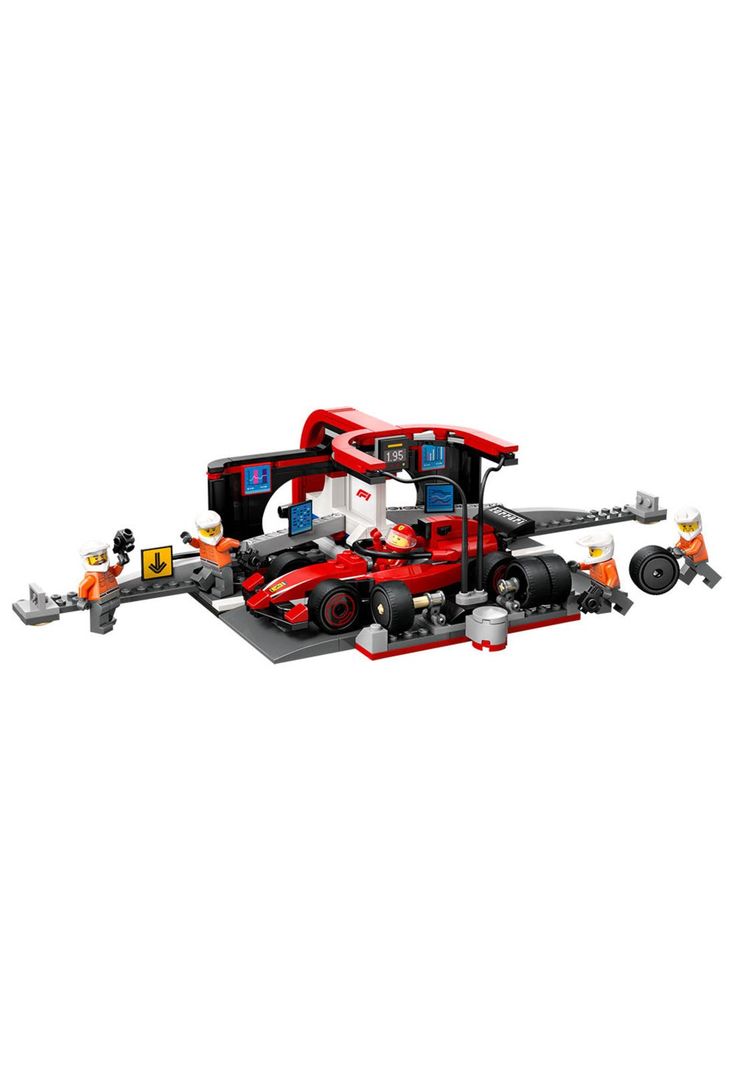 LEGO City Parada en Boxes de F1 y Equipo de Mecánicos con Auto Ferrari- 60443-1