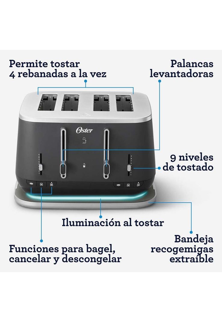 Oster Tostadora Premium para 4 Rebanadas-5