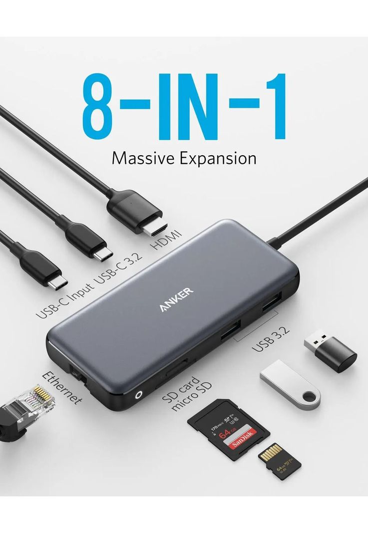 HUB 8 en 1 USB-C con entrega de energía de 100W - Anker-1