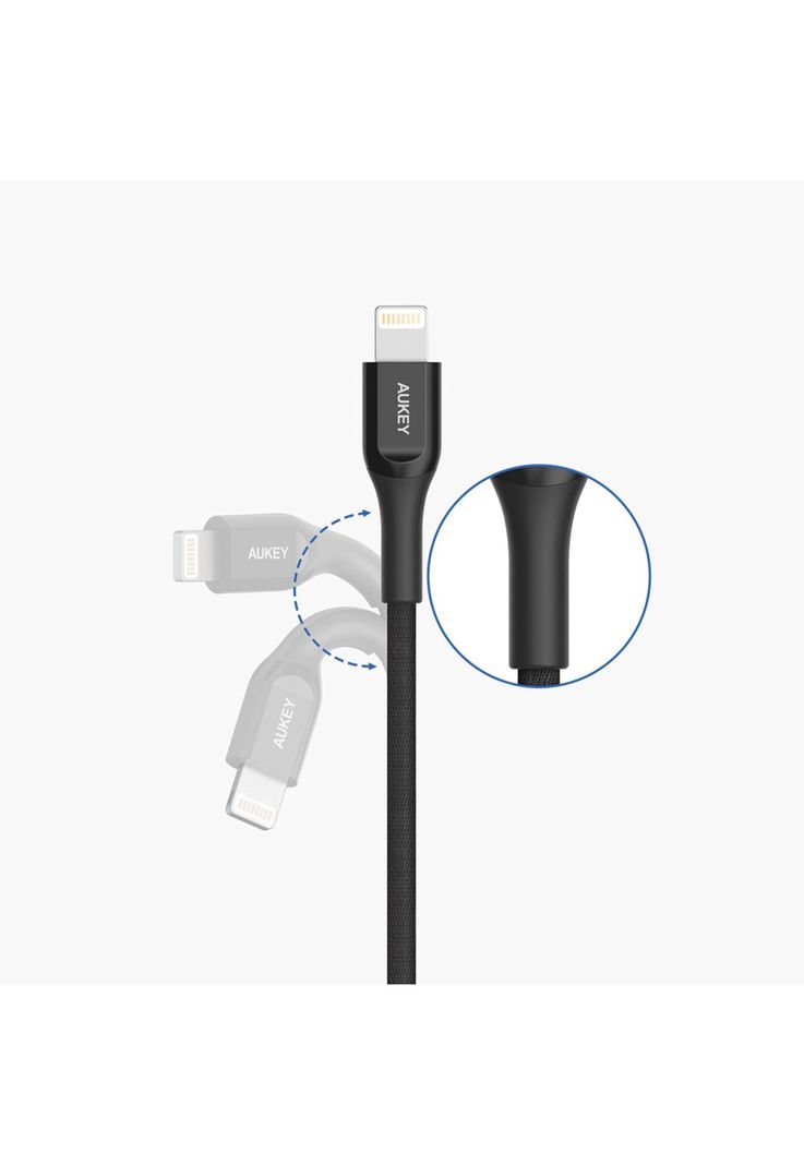 Aukey Cable Kevlar USB-A a Lightning 2m Negro-2