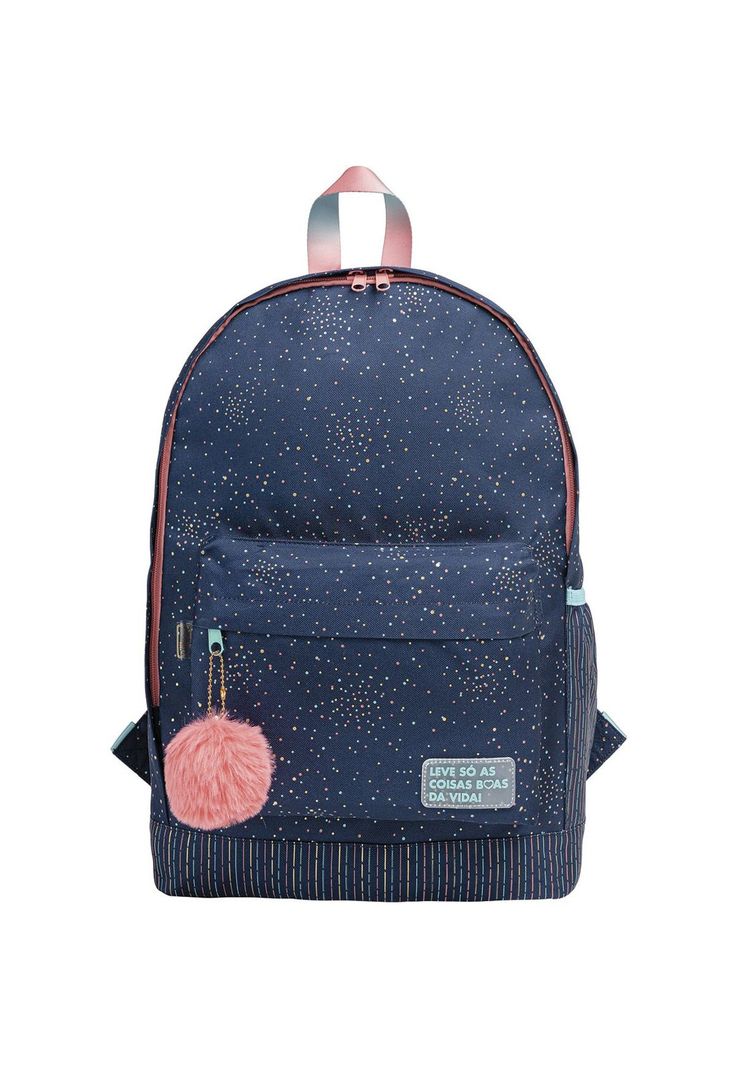 Tilibra Mochila con Pompón Dots Azul 29x43x12cm