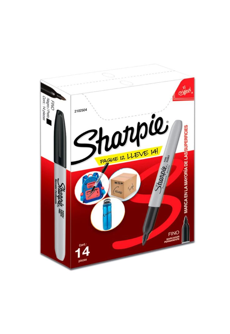 Sharpie Caja 14 Marcadores Permanentes Punta Fina Negro-0