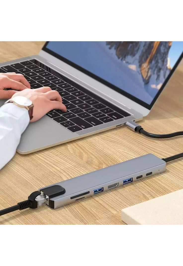 Adaptador Tipo C 8 En 1 Hub Usb 3.0 Hdmi 4k Multipuerto-2