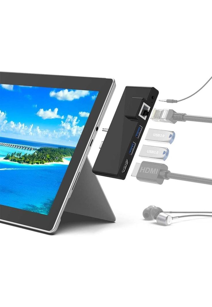 Surface Go Docking Station, 5 in 1 Surface Go Docking Station USB C hub HDMI Adapter with 1000M RJ45 Ethernet,4K HDMI, 2 USB 3.0 Ports,Audio/Microphon-0