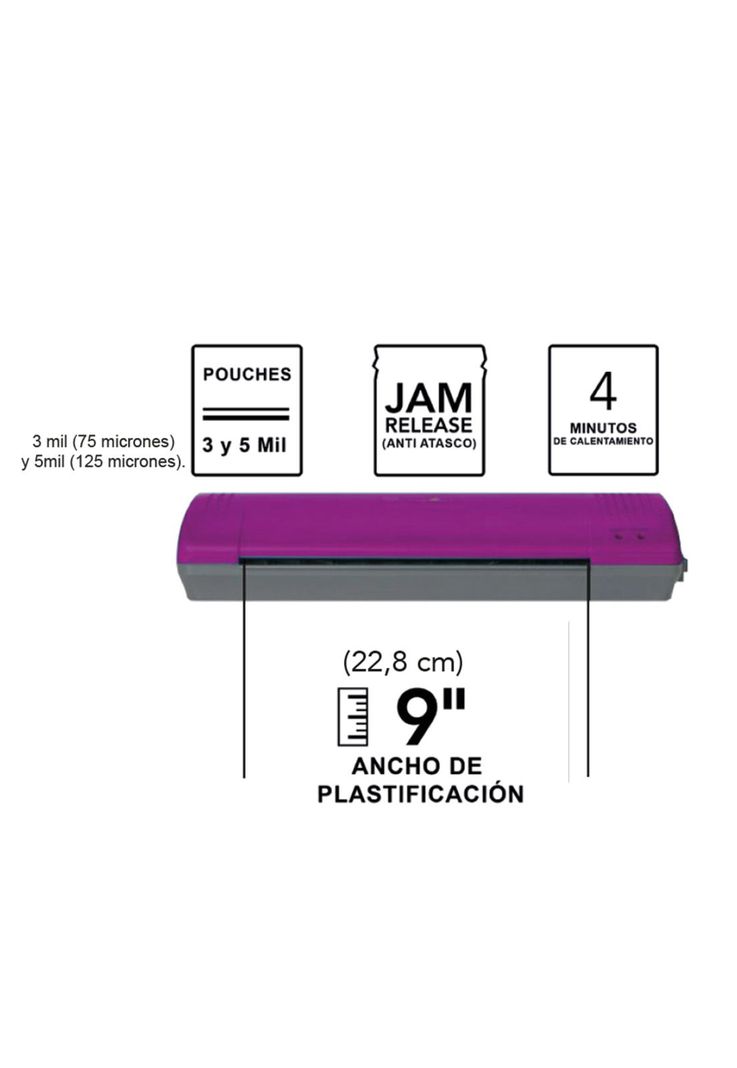 Plastificadora de Papeles A4/Carta Inspire Plus 22,8 cm Swingline - Rosa-2