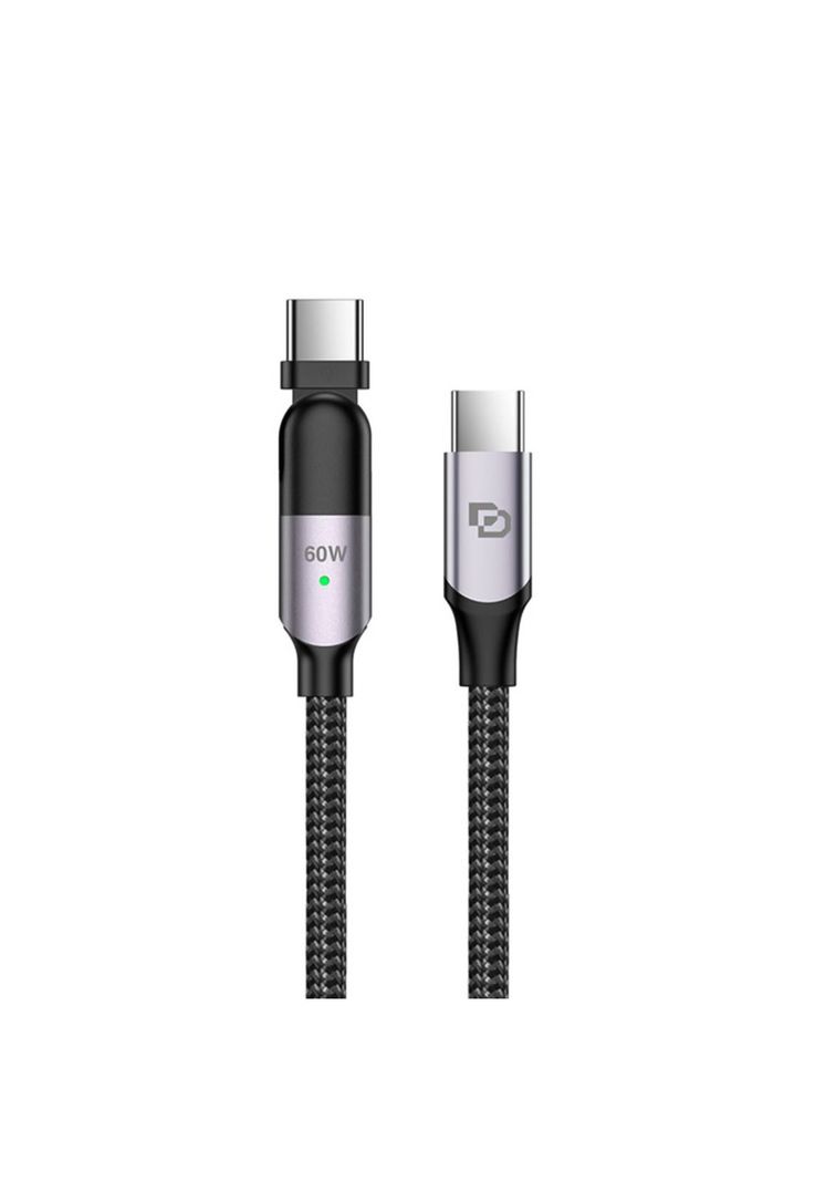Cable USB-C a USB-C 60W giratorio de 2Mt Rugged Dusted Negro-1