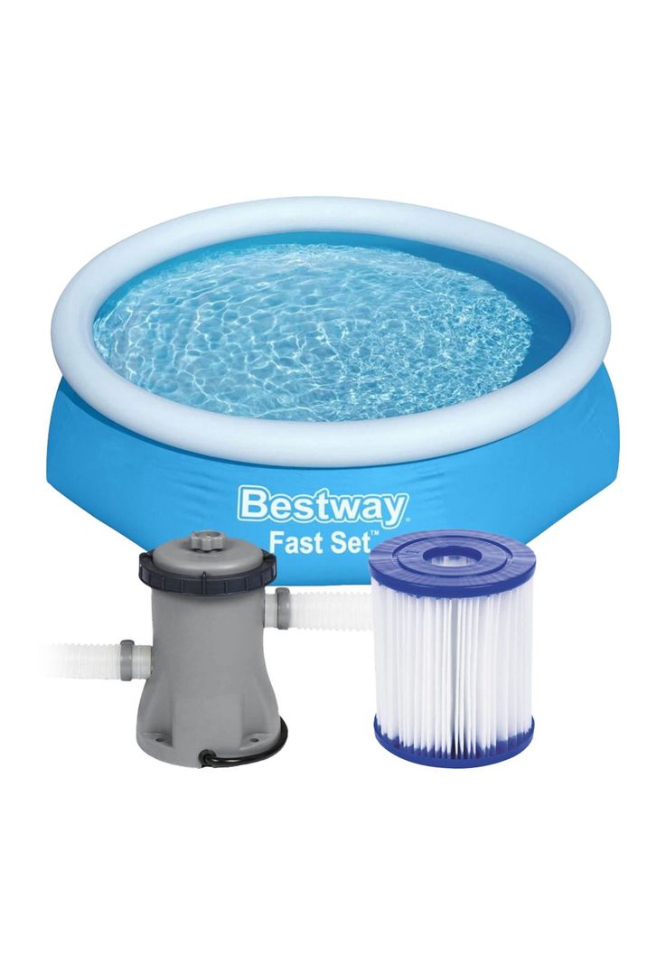 Kit Bestway Piscina Redonda Fácil Armado con Filtro 2.44x61cm Azul + Porta Cloro-1
