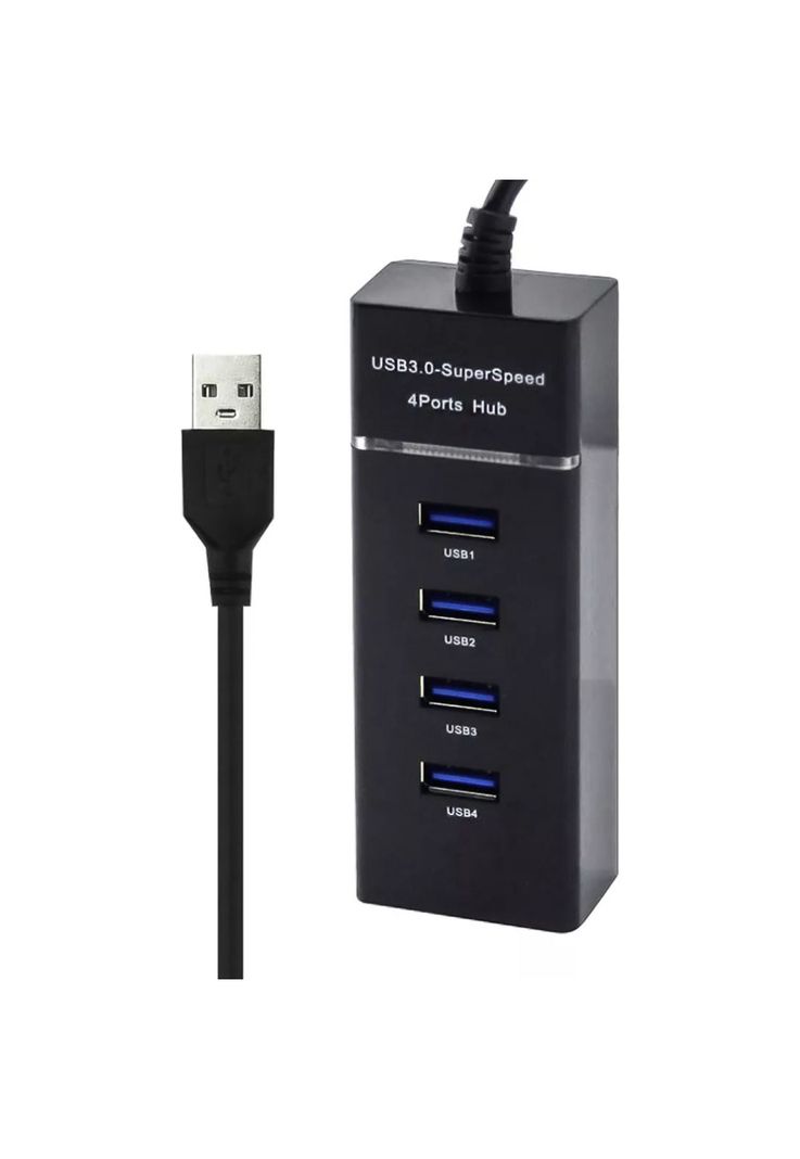 HUB USB 3.0 4 Puertos Alta Velocidad Indicador LED Negro-1