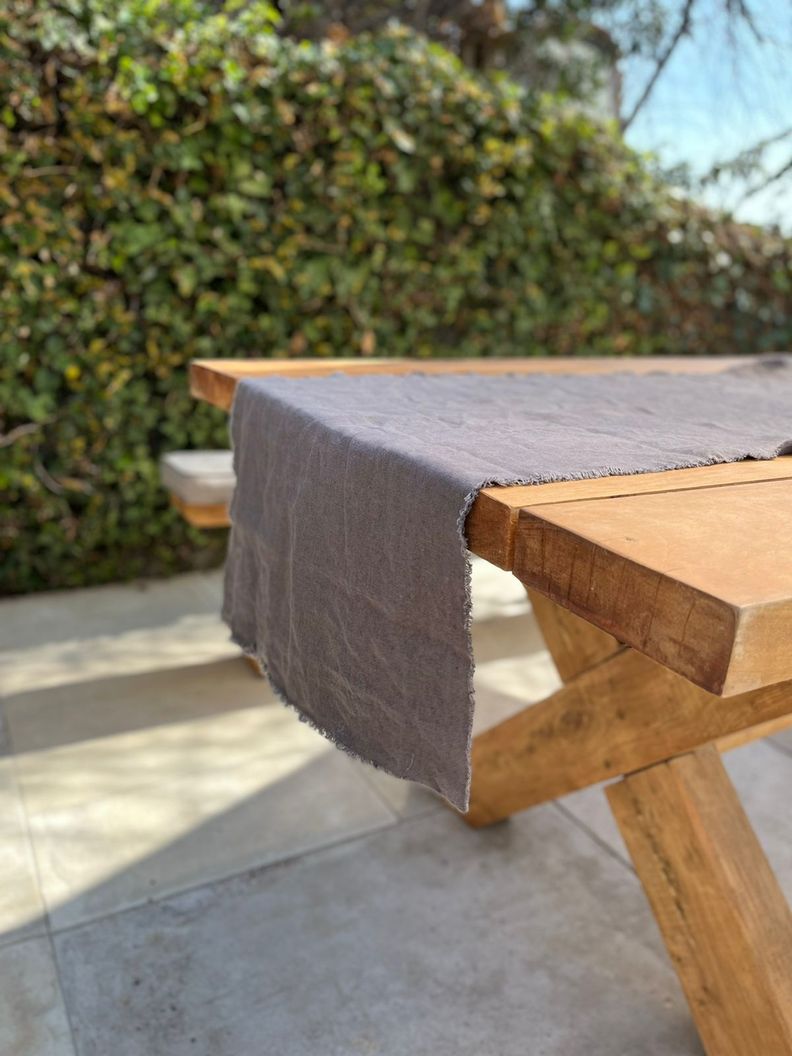 Camino de mesa lino rustico gris 50x275-1