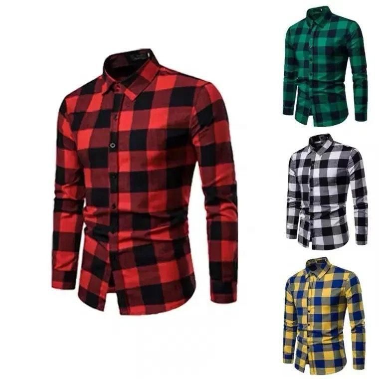 Camisa Cuadrille de manga larga algodon  para hombre-1