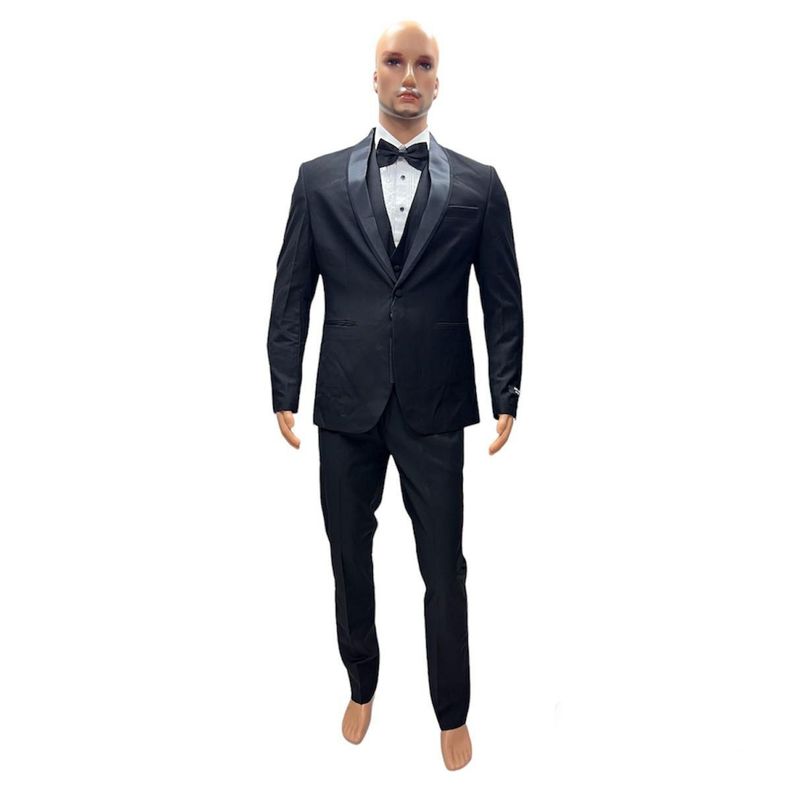 Nuevo estilo diseño traje negro moda alta calidad italiana de 4 piezas-0