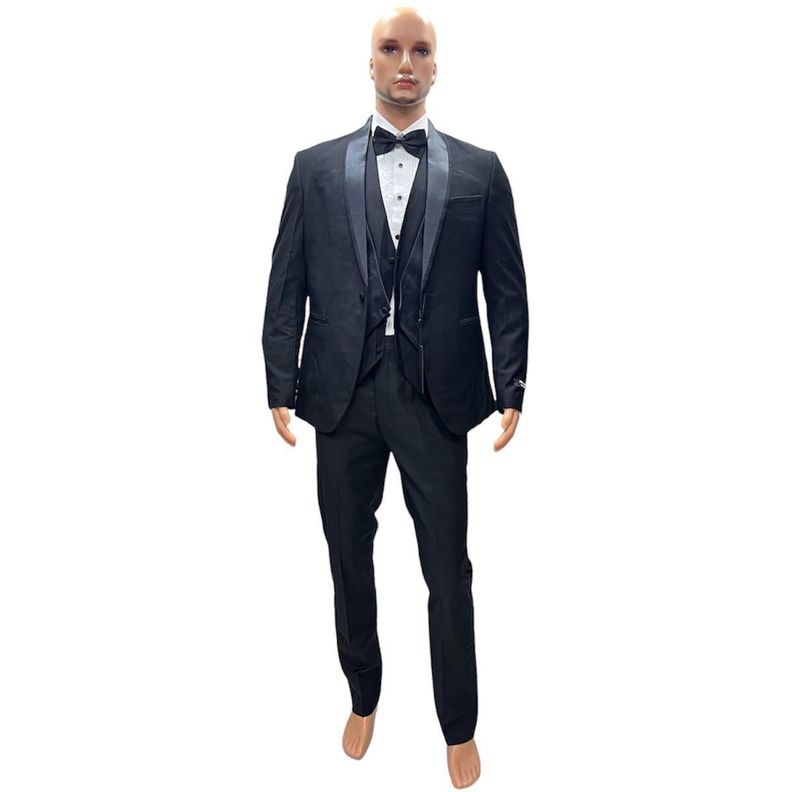 Nuevo estilo diseño traje negro moda alta calidad italiana de 4 piezas-1