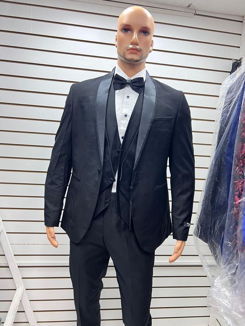 Nuevo estilo diseño traje negro moda alta calidad italiana de 4 piezas-2