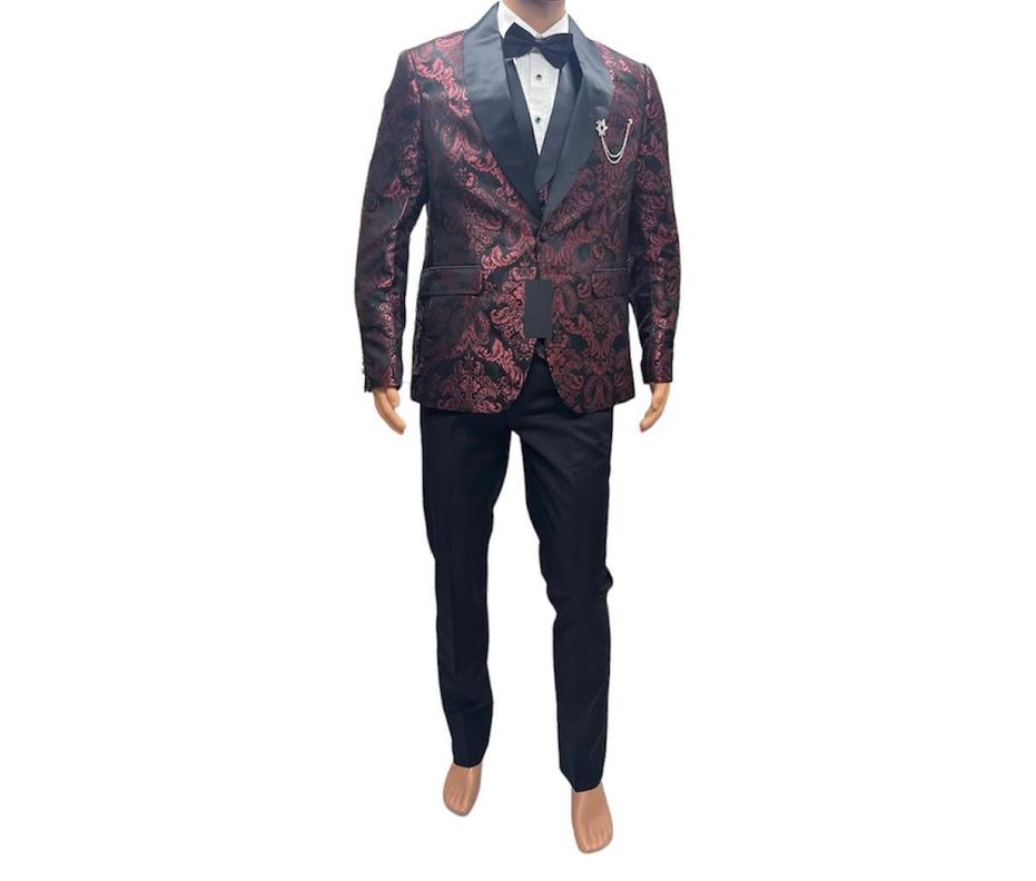 Trajes de hombres con patrón floral esmoquin de boda para  novios,cantantes-2