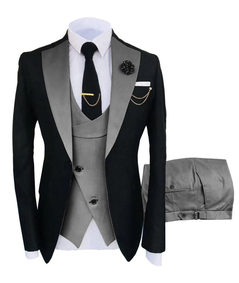 Traje moda elegante de  otro estilo para Hombre de 4 Piezas Gris XL-XXL