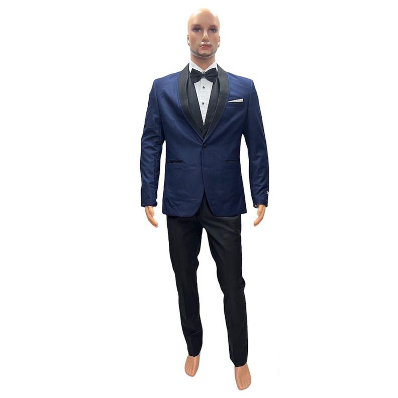 Traje Elegante de 4 piezas,boda  azul marino combine con pantalones negros-2