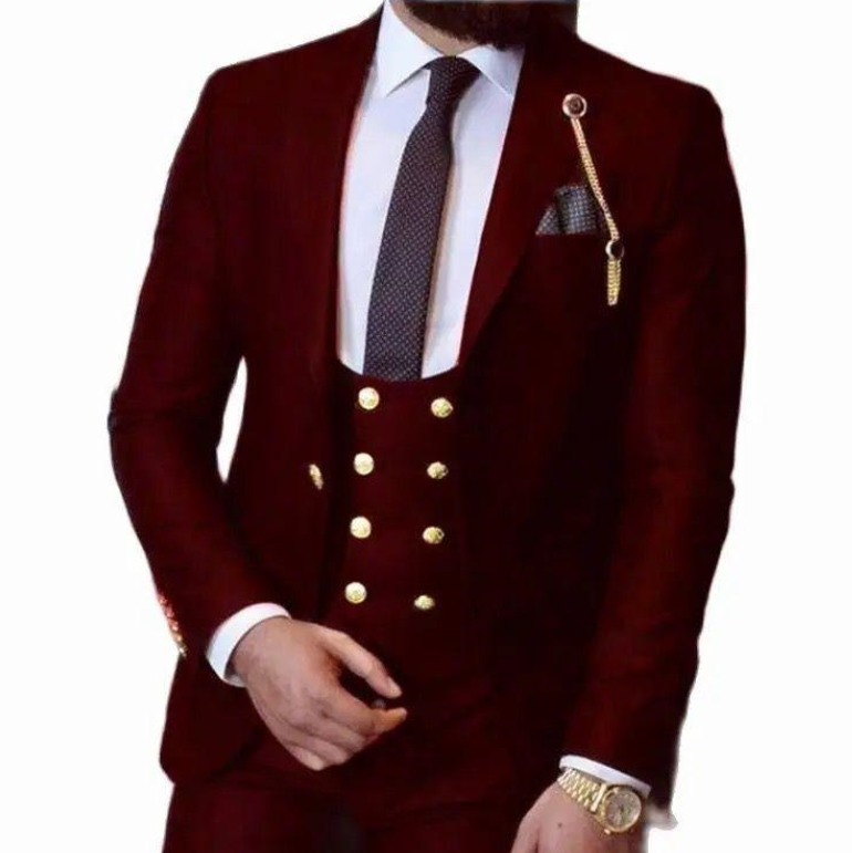 Esmoquin azul de boda Ajustado Traje de Novio Formales…-2
