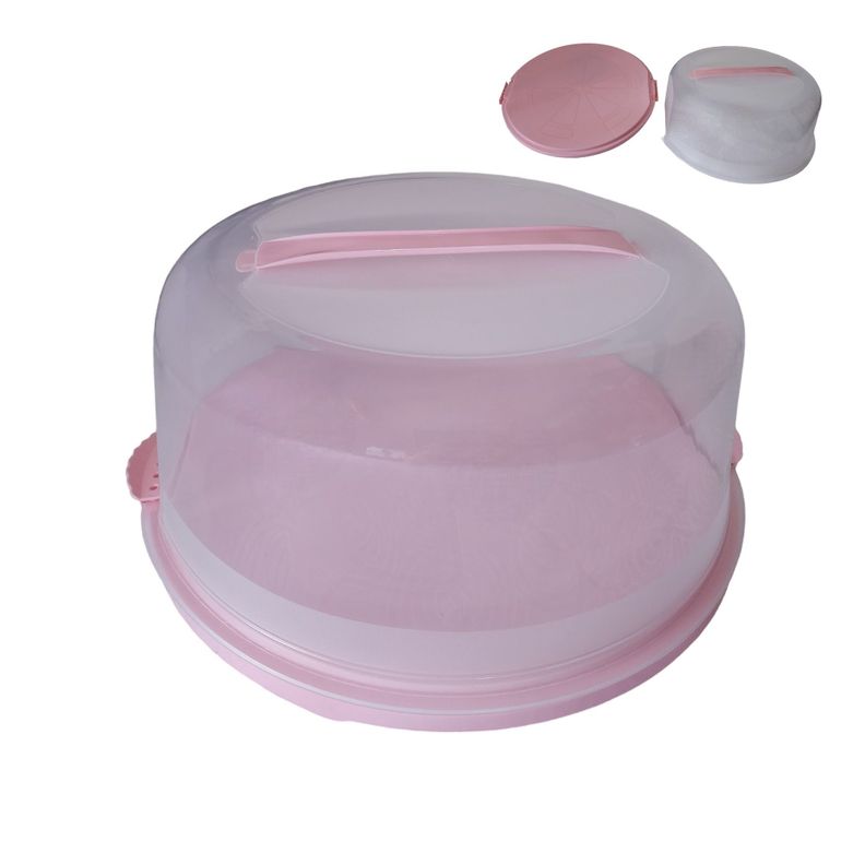 Porta Pasteles Portátil con Manilla + Tapa 32cm - Rosado-0