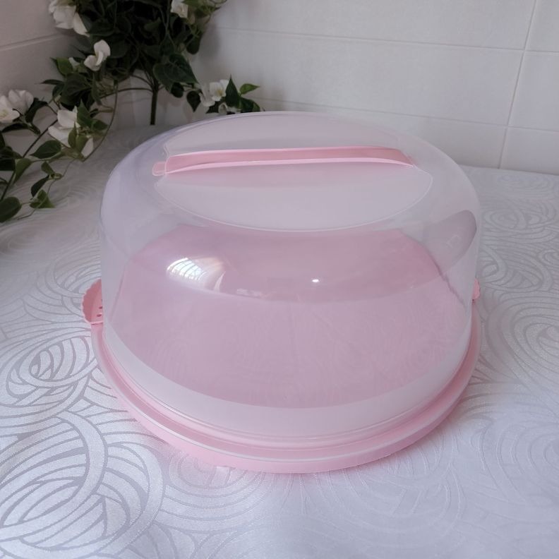Porta Pasteles Portátil con Manilla + Tapa 32cm - Rosado-1