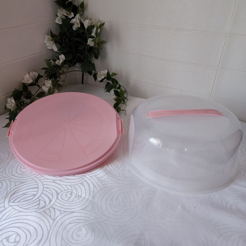 Porta Pasteles Portátil con Manilla + Tapa 32cm - Rosado-2