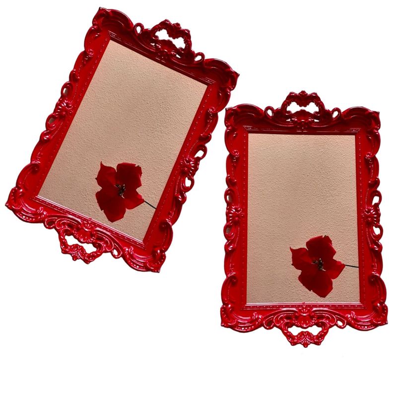 Pack 2 Bandeja Espejo Rectangular Deco Candy Bar - Rojo-0