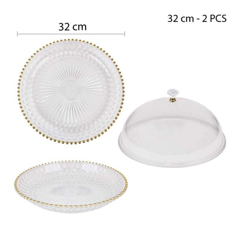 Bandeja Redonda con Tapa 32cm - Transparente-3